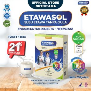Etawasol Susu Kambing Etawa 100% Tanpa Gula Untuk Diabetes Hipertensi Penafasan & Nyeri Sendi Kemasan 250gram - Paket 1 Box