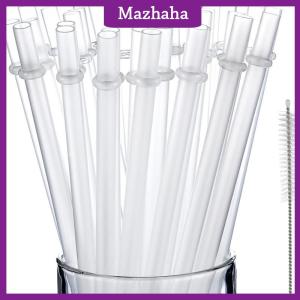 Mazhaha 10 Pcs White Glitter Plastic Straw 9 Inches Long Reusable Hard Drinking Straws For Tumbler Mug Cup Bottle