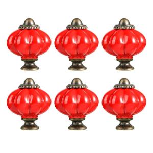 6 cái núm mở tủ gốm tay kéo ngăn tủ hình dạng bí ngô đồ nội thất trang trí xử lý cho nhà bếp tủ chén bát lâu dài