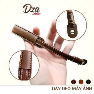 Dây đeo máy ảnh cổ tay da bò handmade dài 19cm dùng cho DSLR compact Dza leather 3 màu lựa chọn