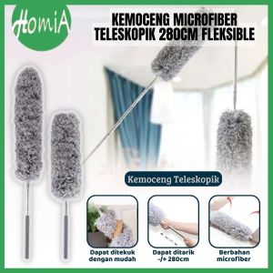 Kemoceng Microfiber Teleskopik 2.8 Meter Fleksibel Dapat Ditekuk Telescopic Feather Duster 280cm Tongkat Alat Bantu Pembersih Debu Kotoran Kaca Jendela Ruangan Kemucing Serbaguna Gagang Panjang - HOMIA