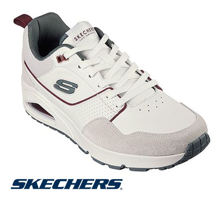 Skechers Mens Uno Leather Duraleather And Suede Overlay Lace Up