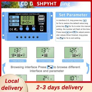 [COD] SHPYHT Local delivery Ship within 24 hours 30A 20A 10A Solar Charge Controller 12V 24V Auto Solar Panel PV LCD Controller For Lead-Acid Battery Lithium Battery Dual USB