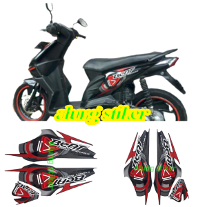 STIKER STRIPING & LIS BODY MOTOR BEAT KARBU 2009 2010 HITAM STANDAR