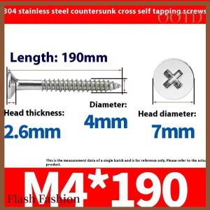 [Falsh F] 5 10Pcs M4 Lengthening Flat Head Tapping Long Wood Screw Stainless Steel Cross Countersunk Head Self Tapping Screws