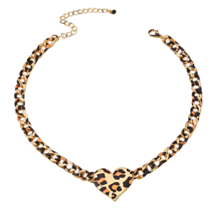 Simple Necklace Fashion Leopard Heart Pendant Necklace Heart Neck Perfect for Youthful Couple or Close Friend