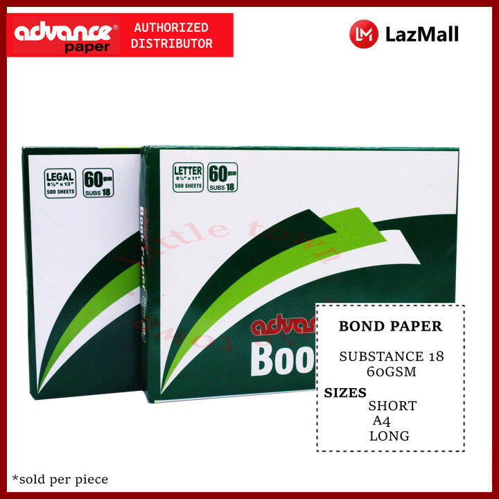 Advance Bond Paper 500 Sheets Ream Sub 18 60gsm Lazada Ph