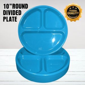 Kanata 1pc Plastic Plate with 3 Division Round Plate 10 inches Plate Dish Plate for Kids and Student