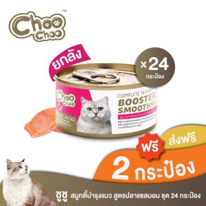[ส่งฟรี+แถม2กป] ChooChoo ชูชู สมูทตี้ปลาแซลมอน สูตรบำรุงเลือด 24 กระป๋อง (80กรัมx24กระป๋อง)
