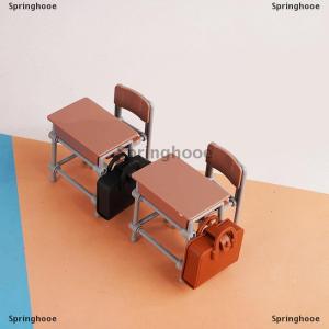 [COD] Springhooe บ้านตุ๊กตา1 12 3 6ชิ้นกระเป๋าเป้สะพายหลังห้องเรียนขนาดเล็กตั้งโต๊ะขนาดเล็กสไตล์วินเทจสำหรับสันทนาการกระเป๋านักเรียนแบบจำลองเฟอร์นิเจอร์