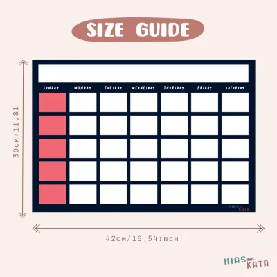Wall Planner Monthly calender Navy size A3+