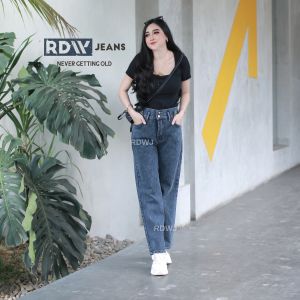 Celana Jeans Kulot Highwaist Varian Pinggang Skoder Kulot Jeans Model Terbaru Warna Snow Black