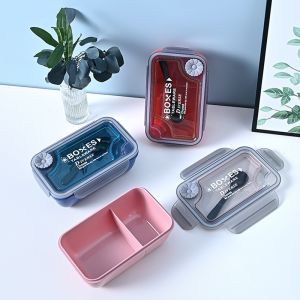 Lunch Box Kotak Makan Bekal Set Makan 2 Sekat Tempat Bekal Makan Anti Tumpah Free Sendok dan Garpu