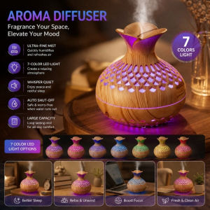 Flower Humidifie with Colorful Light USB Silent Office Mini Aromatherapy Diffuser Vase Humidifier