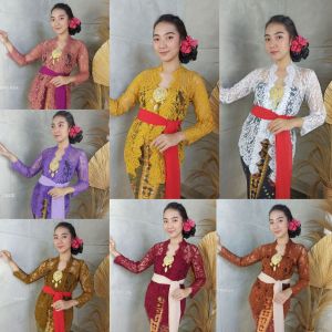 Cherrykebaya Setelan Kebaya Bali Semifrance Kaynna dan Rok Moscreft Batik Free Selendang Kebaya Bali Modern