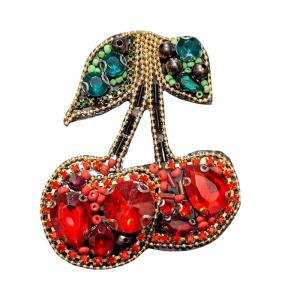 Handmade Cherry Rhinestones Patches Sewing On Applique for Customization Clothing and Bag Socks Decorative Accessories
