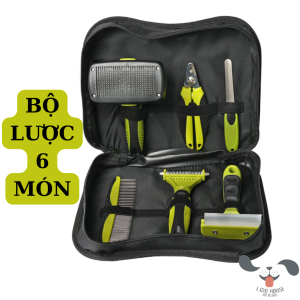 Bộ 6 phụ kiện cho thú cưng: Bộ này bao gồm bàn chải lược bấm móng dũa móng cào và bàn chải - Lido House Shop & Hotel