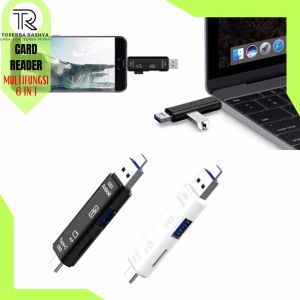 Card Reader 6in1 MicroSD Card / Micro USB / Type C / usb 2.0 OTG Natrberg / sdCard OTG Smartcard / Flaskdisk ke Hp Android IOS dan Laptop Multifungsi Serbaguna