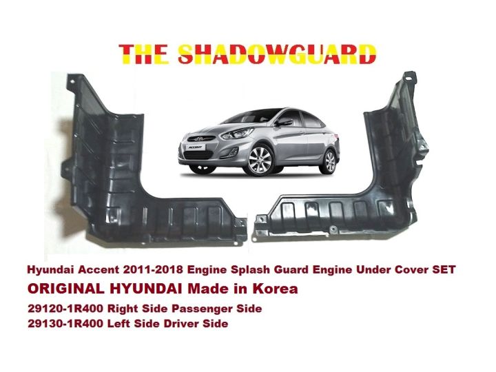 Complete Front Fender Liner & Engine Splash Shield Set For 2012-2013 Hyundai Accent Sedan
