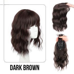 35CM 45CM 3D Curly Full Wig With Bangs Top Increase Design Cover White Hair Repair Dyed Hair Heat Resistant Synthetic Hair For Women Free Gift Hair Extensions Rambut Palsu Tutup Uban Wanita