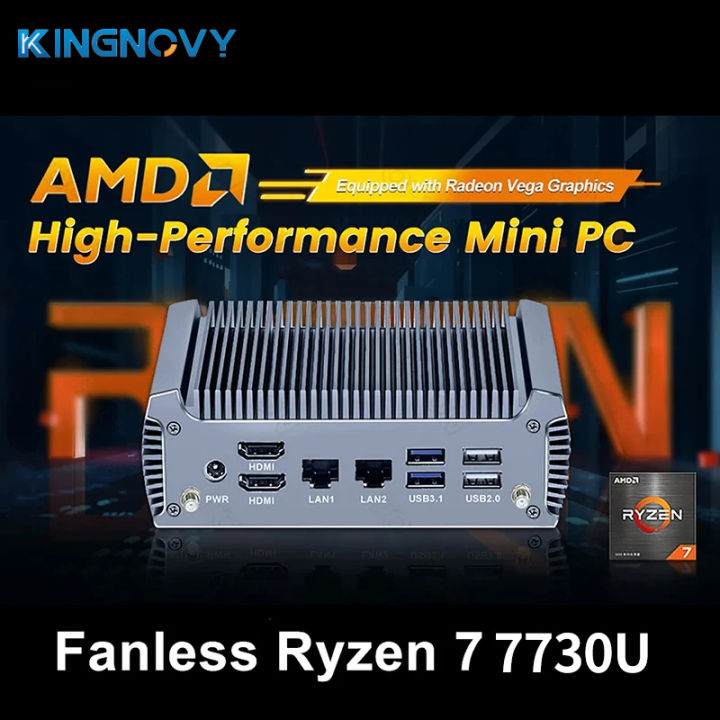 Kingnovy FU02 Fanless Mini PC AMD Ryzen 7 7730U 8 Core 16 Threads