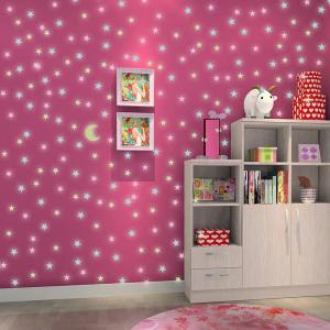 Angelila 100pcs Night Light 3D Stars Glow In The Dark Luminous Fluorescent Plastic Wall White Stickers for Decor Living Home Kids Room