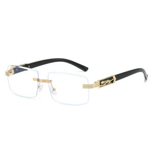 JN IMPRESSION แว่นตาไร้กรอบทรงสี่เหลี่ยมยอดนิยมลายเสือดาวแว่นตากันแดดแบบธรรมชาติเรียบง่าย