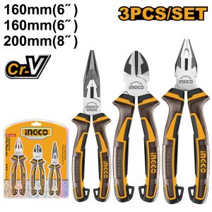 Tang Pliers 3pcs Set INGCO HKPS28318 Potong Kombinasi Lancip 6" 6" 8" Inch