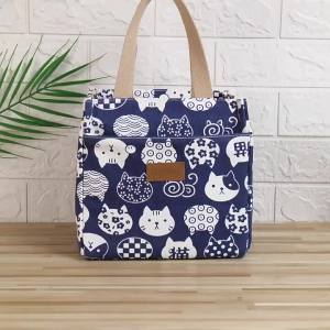 Lunch bag for work with aluminum foil lining for extra Japanese-style tote bag canvas handbag insulated lunch bag
