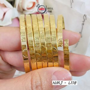 Lắc Ximen 7 Chiếc L118 Mạ Vàng Chạm Khắc Khía  Bản 4 Li Móc Khóa Lưỡi Gà Có Dập Ký Hiệu 18K
