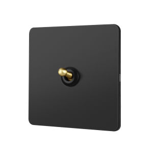 LIWBET 1 Gang 2 Way Light Switch and Black Color Stainless Steel Panel Wall Switch with Gold Round Toggle