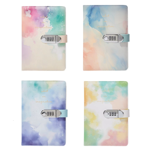 Vở bìa da kế hoạch du lịch Tạp Chí với mật khẩu khóa kết hợp viết notepad với kẹp giữ bút 5.7x8.5inch