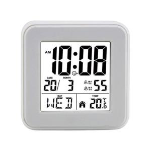 Bedsides Operated LCD Digital Alarm Clock with Date Day Temperature 12/24Hour Voice Control Backlight Snoozes