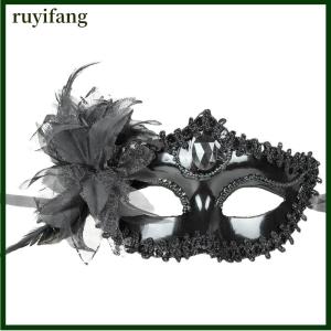 ruyifang หน้ากากเวนิสประดับเพชรสำหรับปาร์ตี้เต้นรำขนนกดอกไม้ชุดการแสดงเทศกาลเฉลิมฉลองงานแต่งงานหน้ากากผู้หญิงเซ็กซี่สวมหน้ากากคริสต์มาส