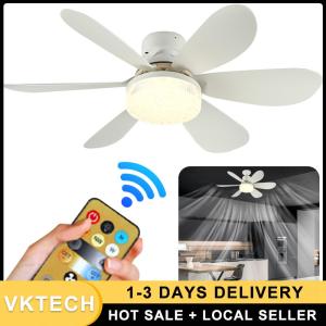 Smart Dimmable LED Ceiling Light with Fan and Remote for Home Living Room Kitchen Modern Decor