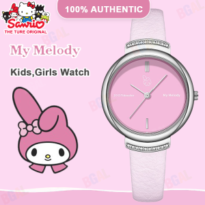 (32.6mm)100% Authentic Sanrio Melody Watch for Kids Girls Quartz Watch Waterproof Rhinestone Dial Leather Strap Shockproof Birthday Gift Christmas Gifts 2178