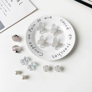 12Pcs Crocs Jibbitz Charms Trendy Rainbow Butterfly Shoe Buckle Pearl Shoe Flower Decoration for Crocs