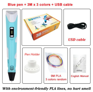 3D Printing Pen LED| Kids 3d Drawing Pen USB Chargeable Set with PLA Filaments