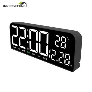 Đồng hồ báo thức kỹ thuật số LED hiện đại cho phòng ngủ và màn hình hiển thị lớn văn phòng với số sáng và hẹn giờ ngủ