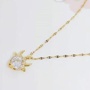 [Bayar Ditempat] Kalung Titanium Anti Karat Wanita Liontin Tanduk Zirconia Kristal / Kalung Titanium Cewek Model Baru / Kalung Titanium Korea Asli ori Import