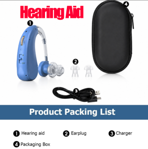 Hearing Aid Hearing Amplifier Rechargeable 2-Channel Noise Reduction Sound Amplifier Behind-the-Ear Hearing Device for Seniors