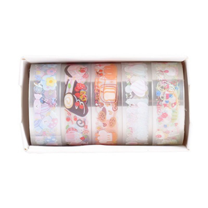 5 Rolls Flower Pattern Decorative Tape Clear Tape Masking Tape Hand Account Tape Adhesive Tape Journal Supplies