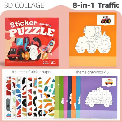 3D Geometric Stickers Handmade DIY Puzzle Stickers for Kindergarten Concentration Educational Toys