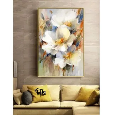 Diamond painting lukisan dinding ruang tamu abstrak bunga dengan bingkai FUTURE ART PAINTING