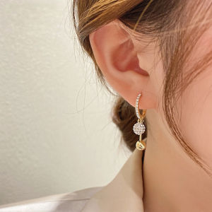 Frascati New Design Sense Inlaid Rhinestone Ball Pendant Gold Earrings Korean Fashion Accessories Party Luxury For Womans Jewelry