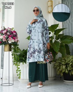 NMR Setelan Celana Kulot Tunik Katun Paris Plisket Vol 2023-8 ( Inc Hijab)