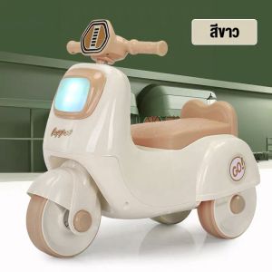 Beige รถบาลานซ์เด็กมินิ 3 รอบ ยางหนา แสงและดนตรี สำหรับเด็กอายุ 2-8 ปี ของเล่นกลางแจ้งสร้างสรรค์