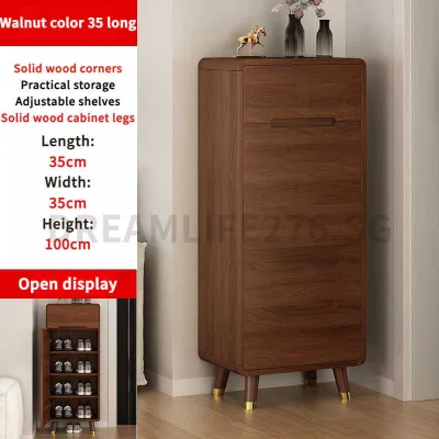 Ultra-narrow solid wood shoe cabinet household door entry Nordic style small apartment Storage hallway cabinet simple