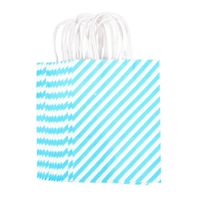 CGS Striped Kraft Paper Bag (15x20x8 CM) (Blue)
