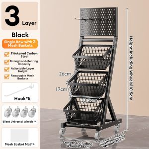 NINI Snack Storage Trolley | Iron Art Snack Cart Storage Rack | Supermarket Snack Display Shelf | Multi-Layer Storage Cart | Easy Assembly